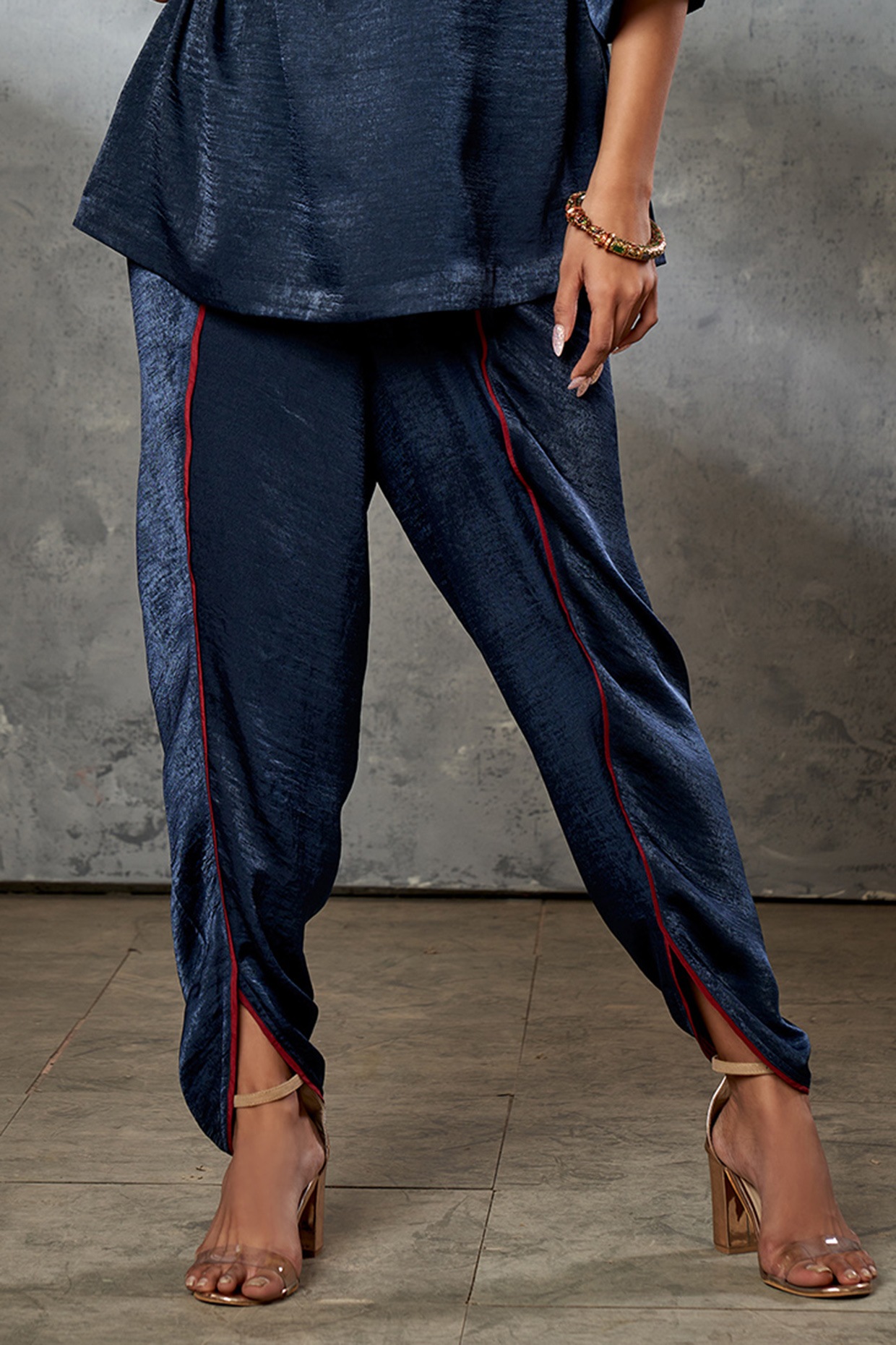 Midnight Blue Draped Dhoti Pants Design by Divyam Mehta Men at Pernia's Pop  Up Shop 2024